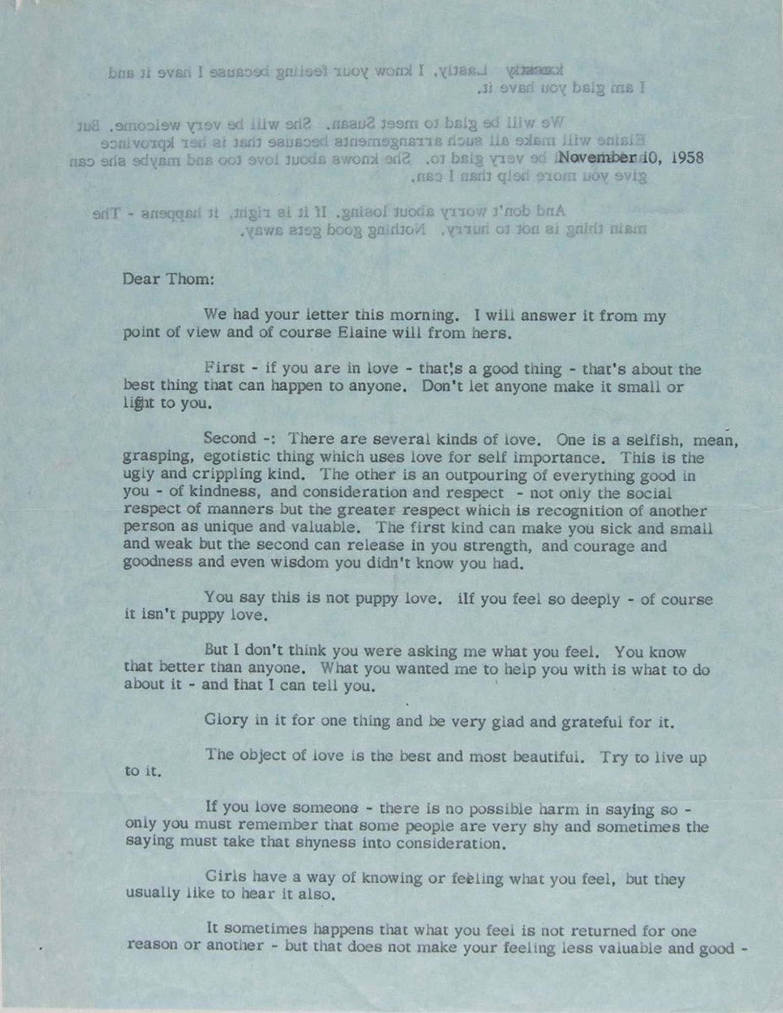 John Steinbeck's letter about love to his son