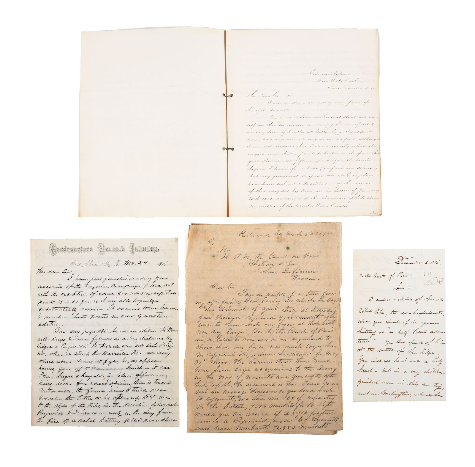 Military reports, maps, post-war letters from Union and Confederate officers