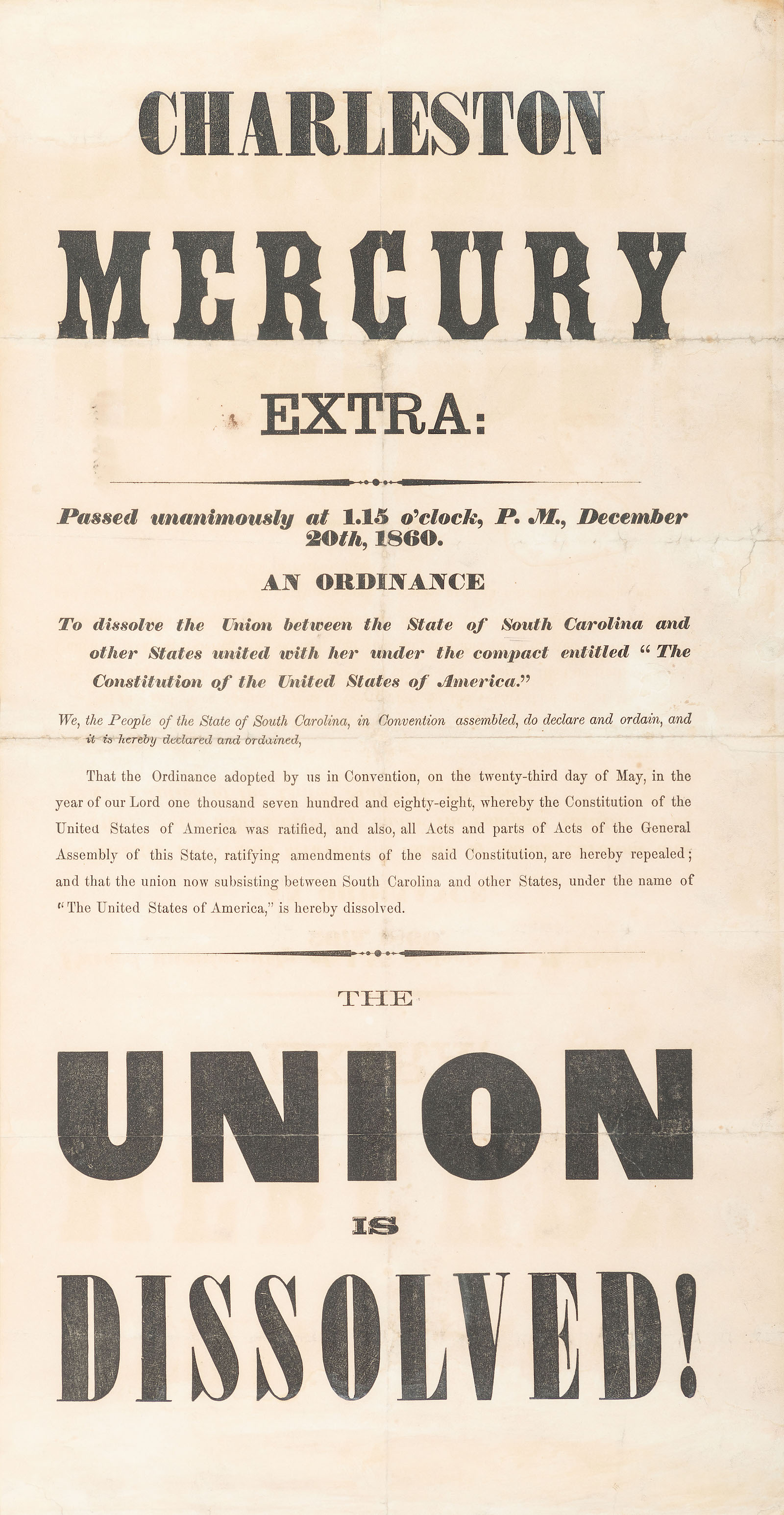The Union is Dissolved!