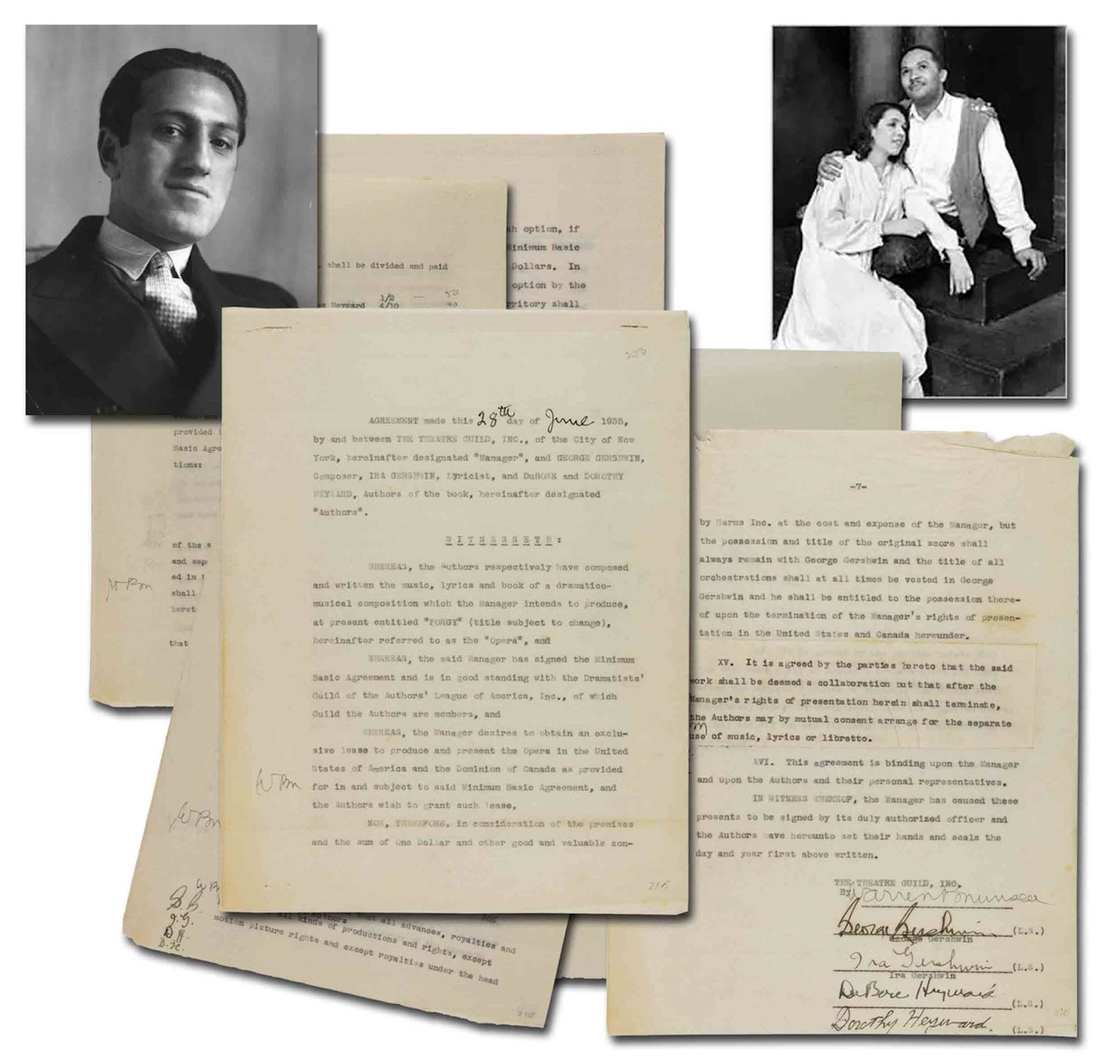 Original seven-page typed agreement signed by George and Ira Gershwin