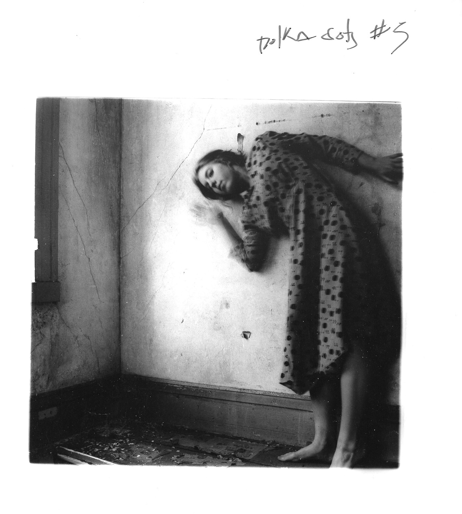 Polka Dot #5, Providence, Rhode Island by Francesca Woodman (1976) Gelatin silver print.