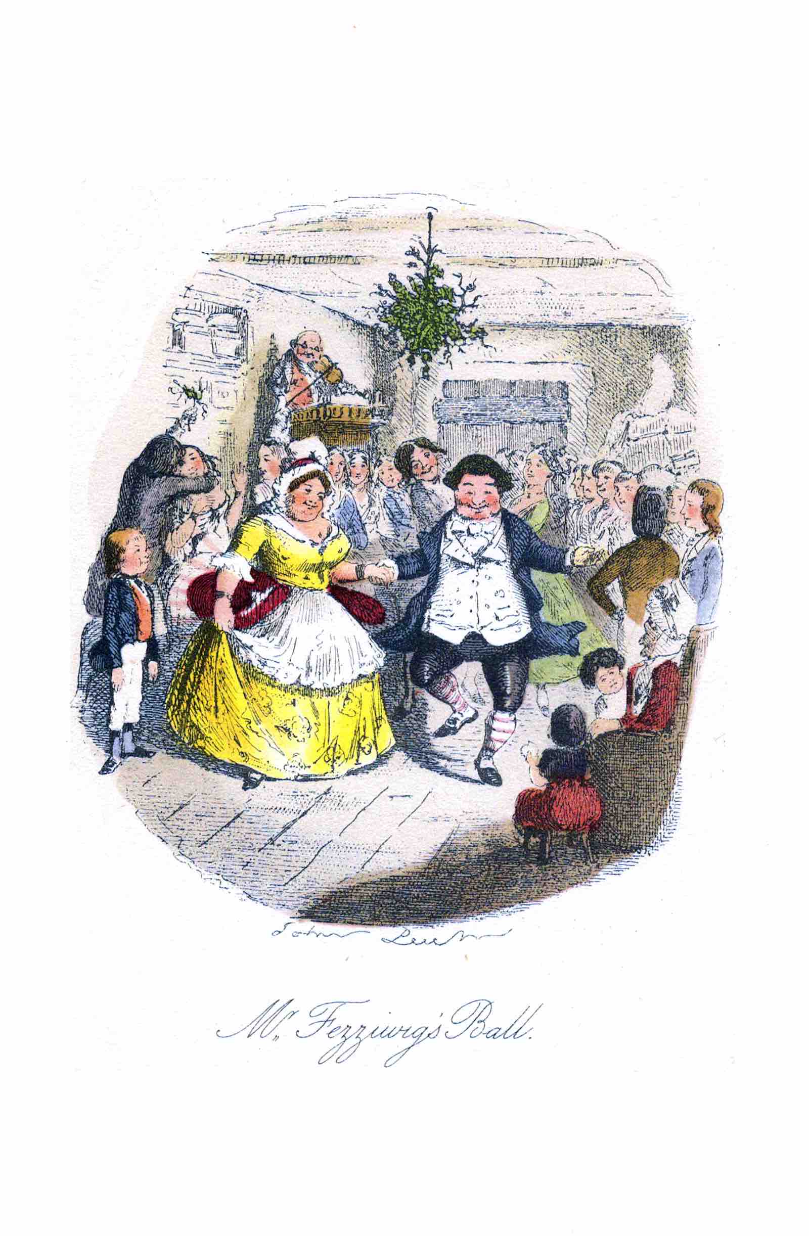 Mr. Fezziwig's Ball from A Christmas Carol, illustrated by John Leech
