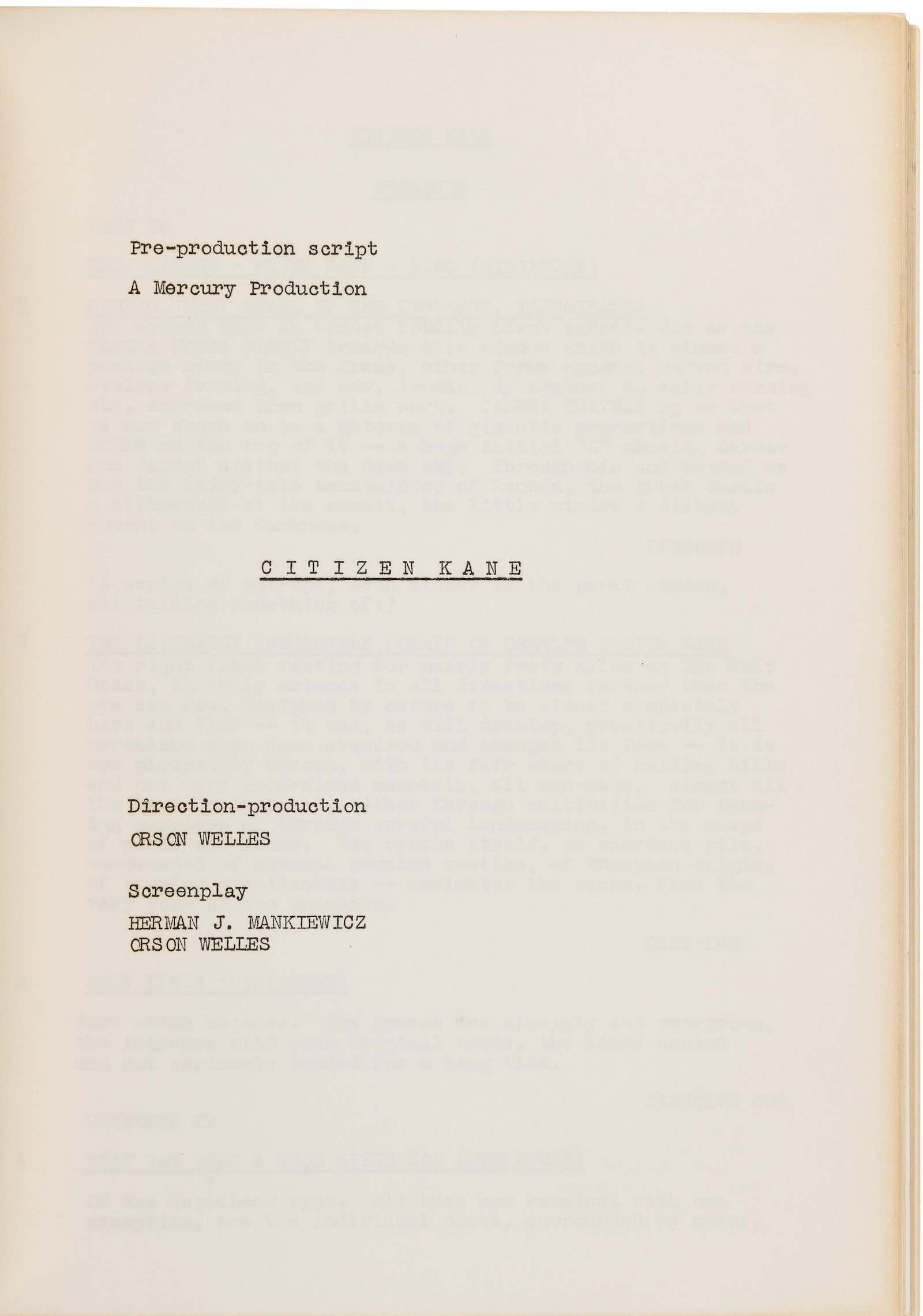 Citizen Kane original 'Correction' script