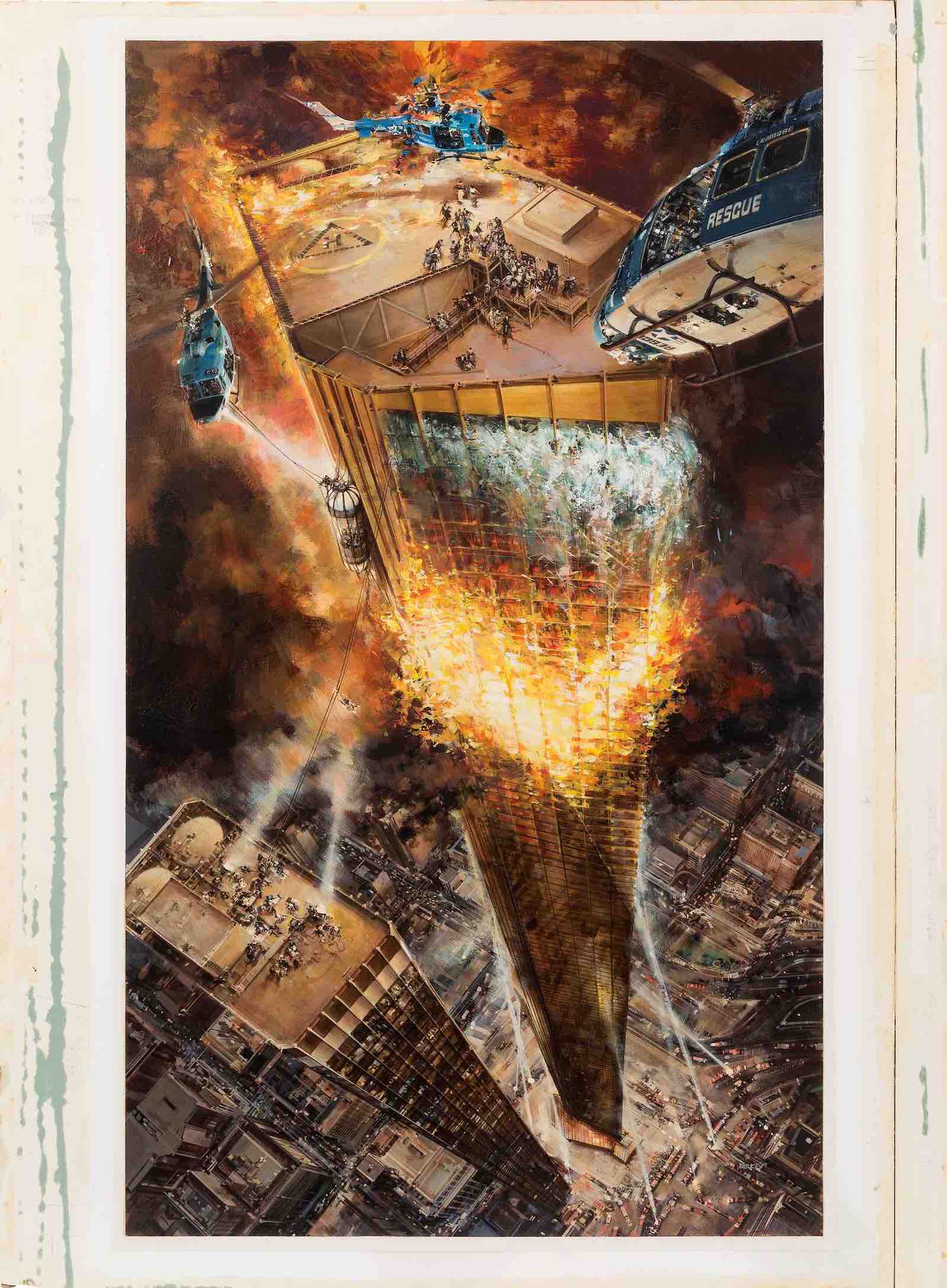 Original John Berkey Final Poster Artwork for The Towering Inferno