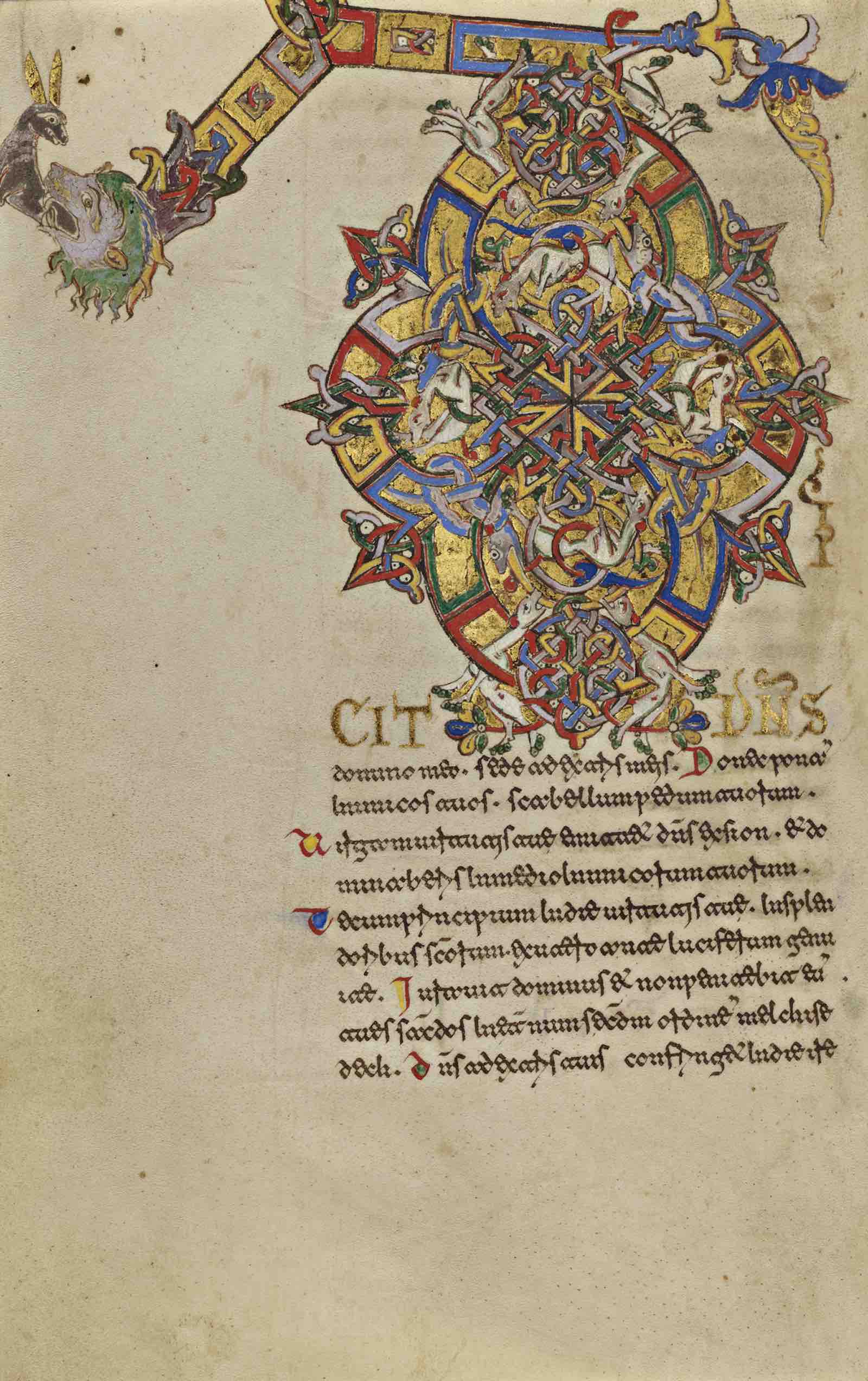 Inhabited Initial D, Italy (Montecassino), 1153. Breviary (text in Latin). Tempera colors, gold leaf, gold paint, and ink.