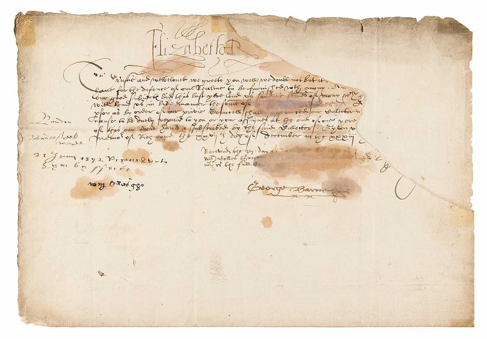 Queen Elizabeth I letter