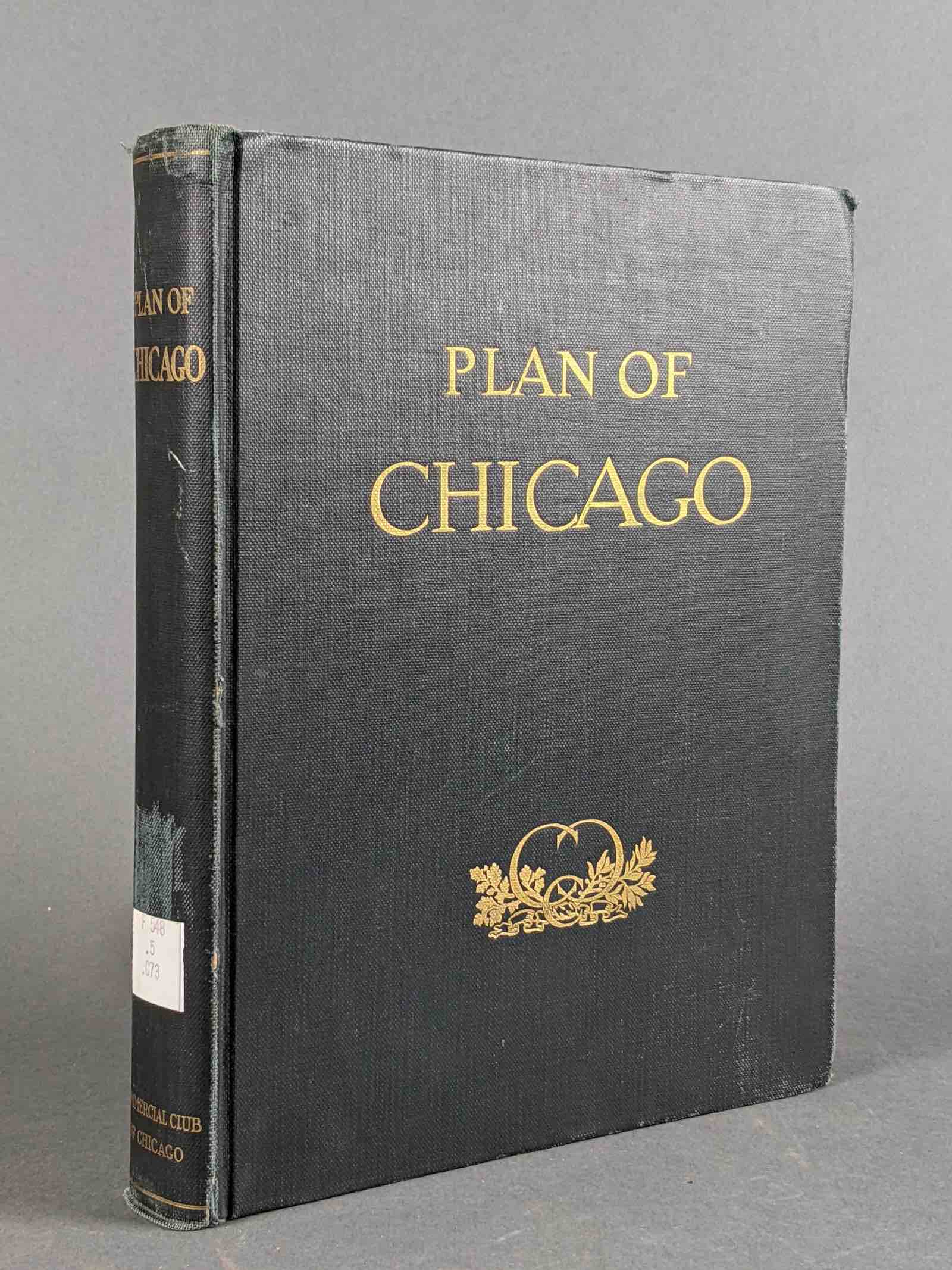Daniel H. Burnham, Plan of Chicago, prepared under direction of the Commercial Club, Chicago, 1909. No. 757 of 1,650 copies, The White House Copy, stamped as such on copyright page with date March 3rd, 1913. Library of Congress bookplate over original Commercial Club bookplate. Numerous plans, plates and illustrations, some folding or in color. Estimate $800-$1,200