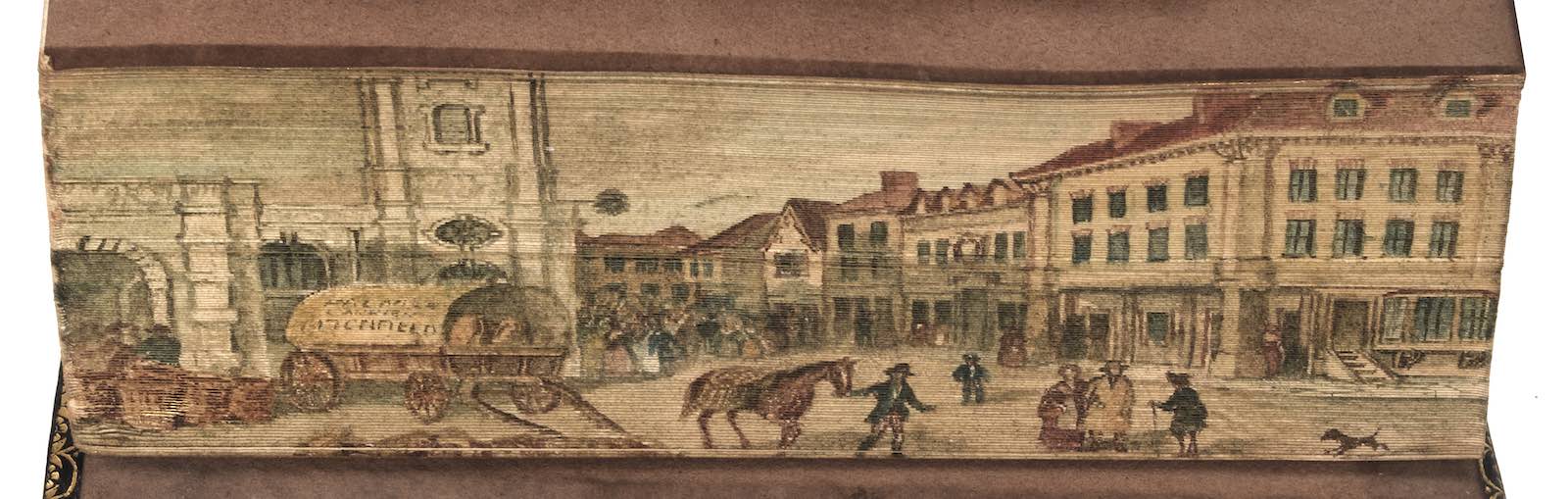 Elegant Epistles, 6 volumes, London: John Sharpe, circa 1820. Estimate £500 - £800. Fore-edge painting of pastoral scenes with significance to writers such as Dr Johnson, Alexander Pope, and John Locke to every volume