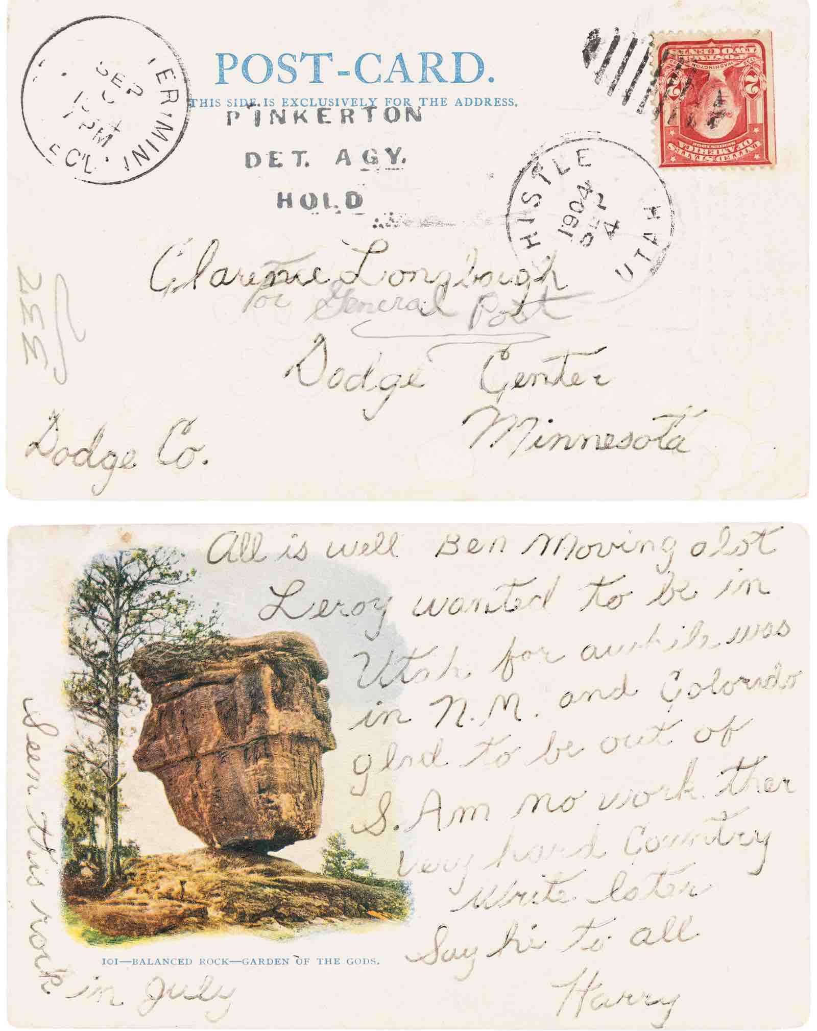 Harry Longabaugh ("Sundance Kid") signed postcard