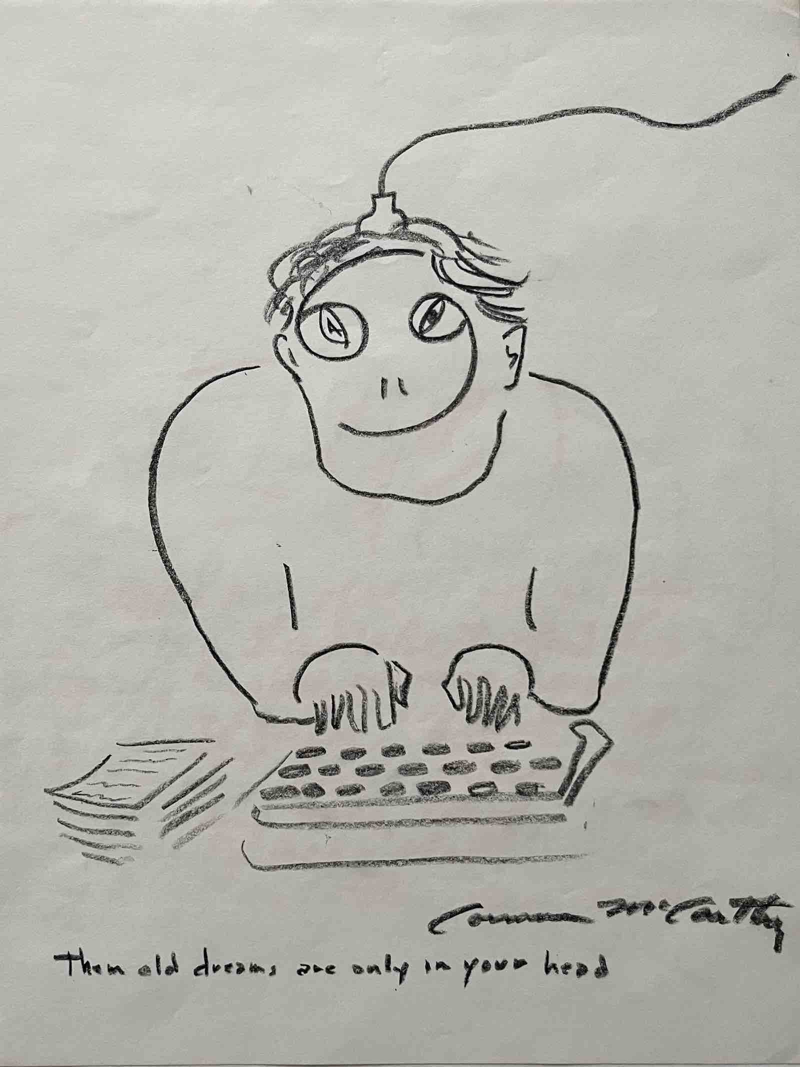 McCarthy's self-portrait at his typewriter