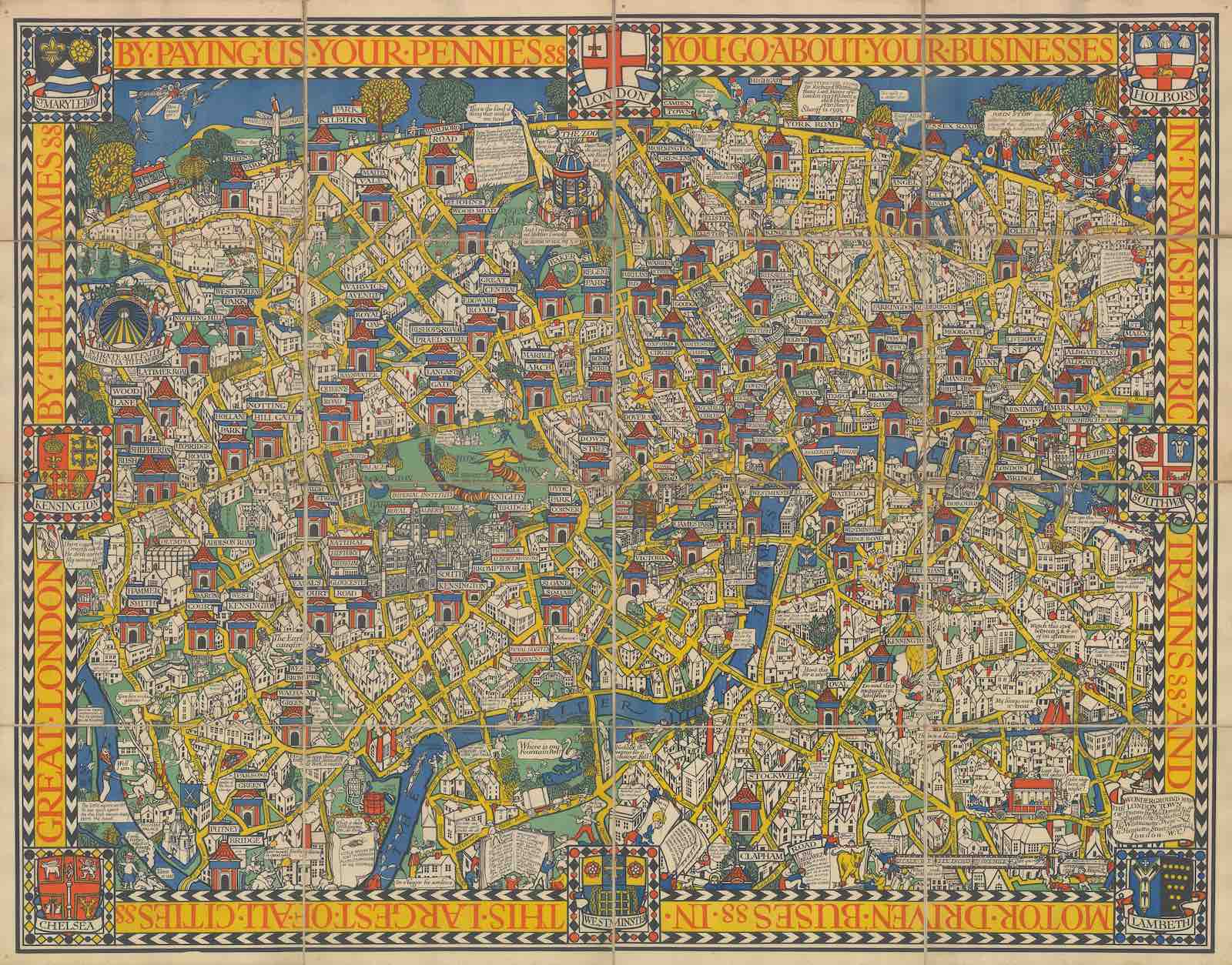 The Wonderground Map of London, Macdonald Gill, 1914