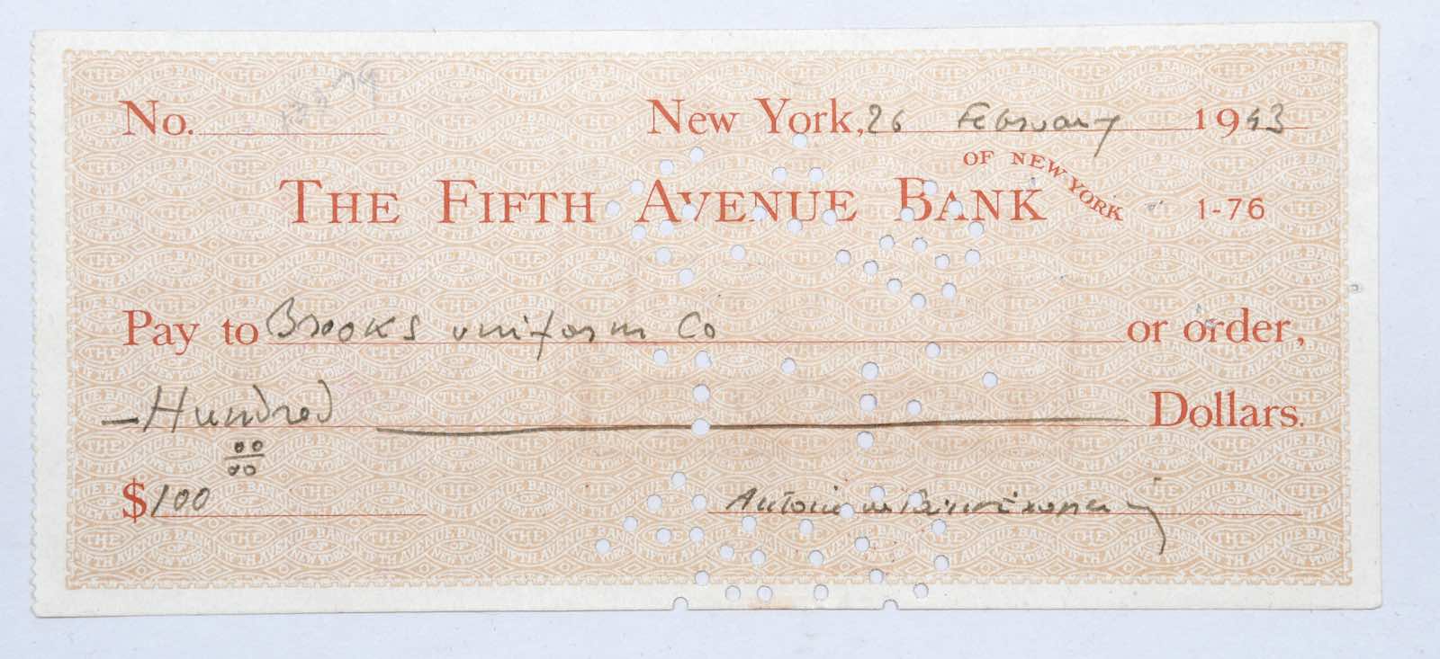 The cashed check for Saint-Exupéry's uniform
