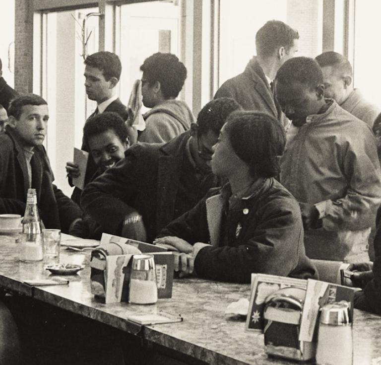 Danny Lyon, "SNCC Staff Sit-In, Atlanta, John Lewis..."