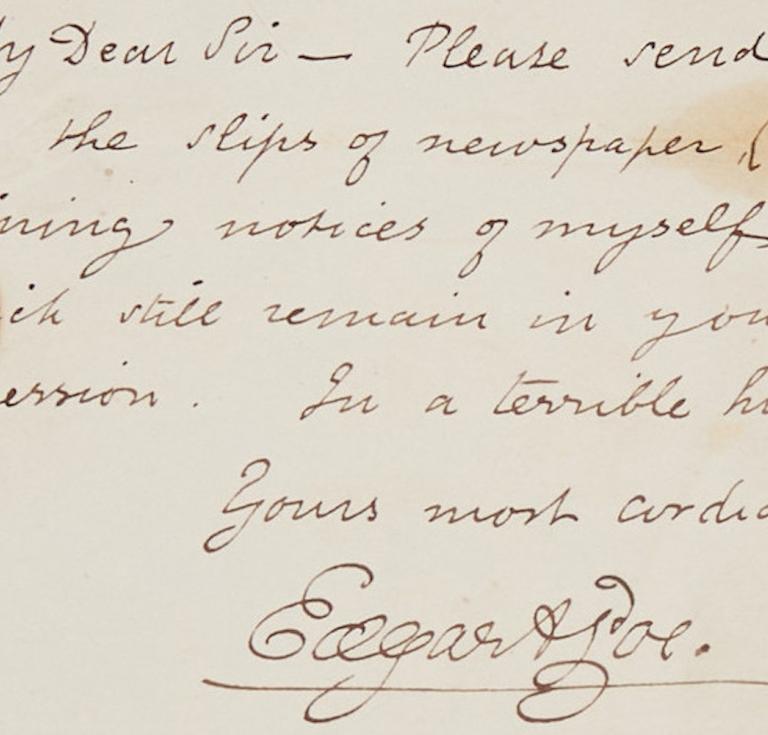 Edgar Allan Poe letter