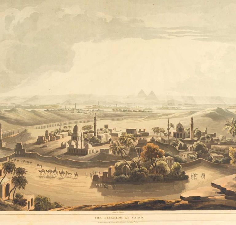 Aquatint of "The Pyramids at Cairo" after Henry Salt (1809)
