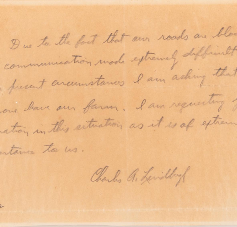 Charles Lindbergh's handwritten plea 