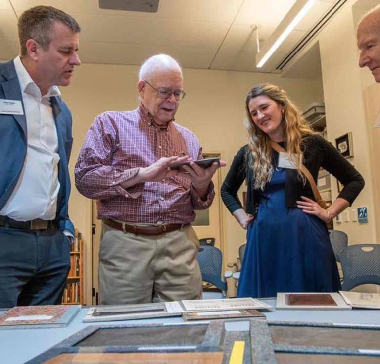 Terry Belanger with RBS Board Member Dave Harper, SoFCB Senior Fellow Jane Raisch & Bob Craft at a special RBS event in Fall 2024. 