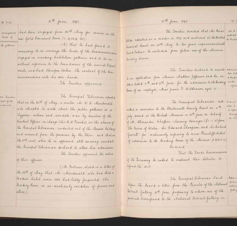 Trustees papers from May 1889 to April 1896 with the entry on Oscar Wilde