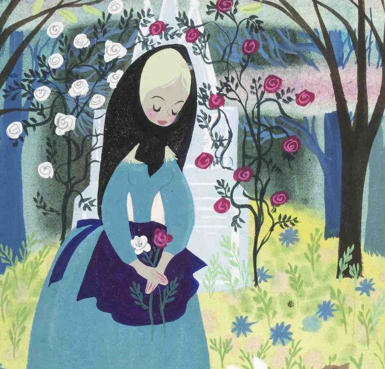 Mary Blair, Cinderella, Cinderella at parents' grave concept painting