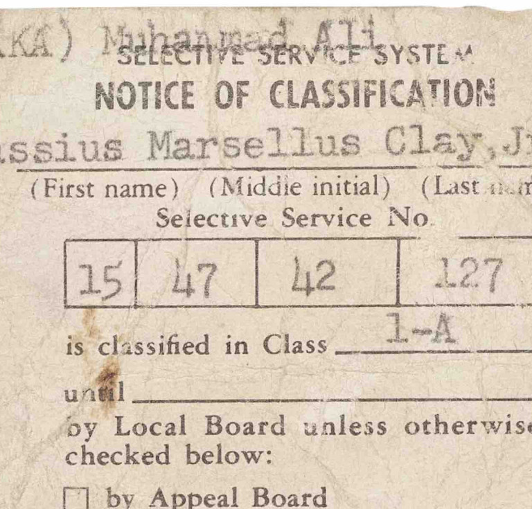 Muhammad Ali's draft card