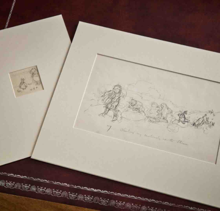 The two undeveloped pencil sketches for Winnie-the-Pooh (1926)